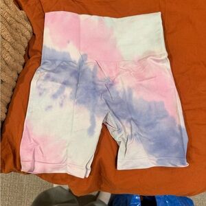 Amazon Women's Tie-Dye Athletic Shorts - Pink and Blue